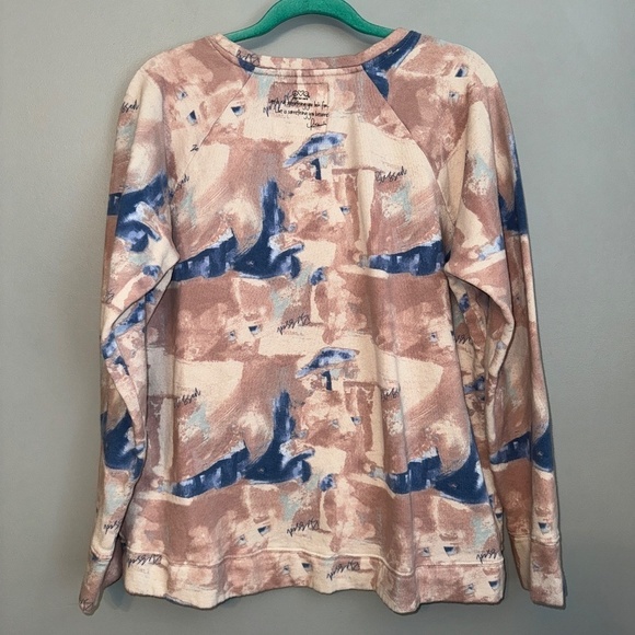 EUC Peace Love World Blessed Heart Abstract Print Sweatshirt Size Medium - Picture 7 of 8